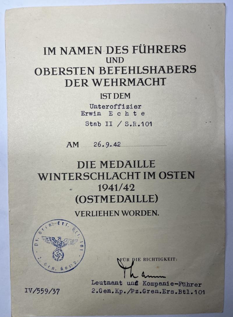 Soldbuch/citations - WH (Heer) - 18.Pz.Div. - Echte — image 3