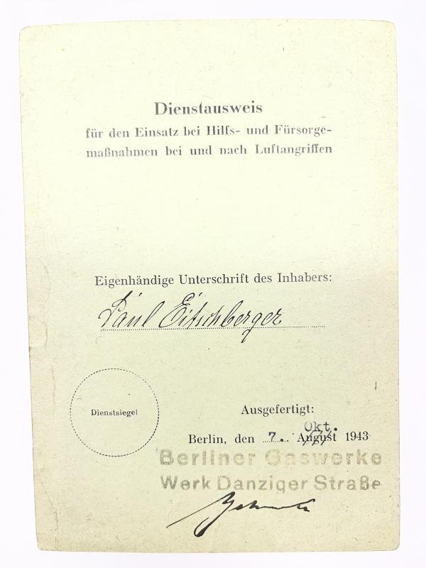 'Dienstausweis' - 'Reichsverteidigungskommissar' - Berlin - Eitschenberger — image 3