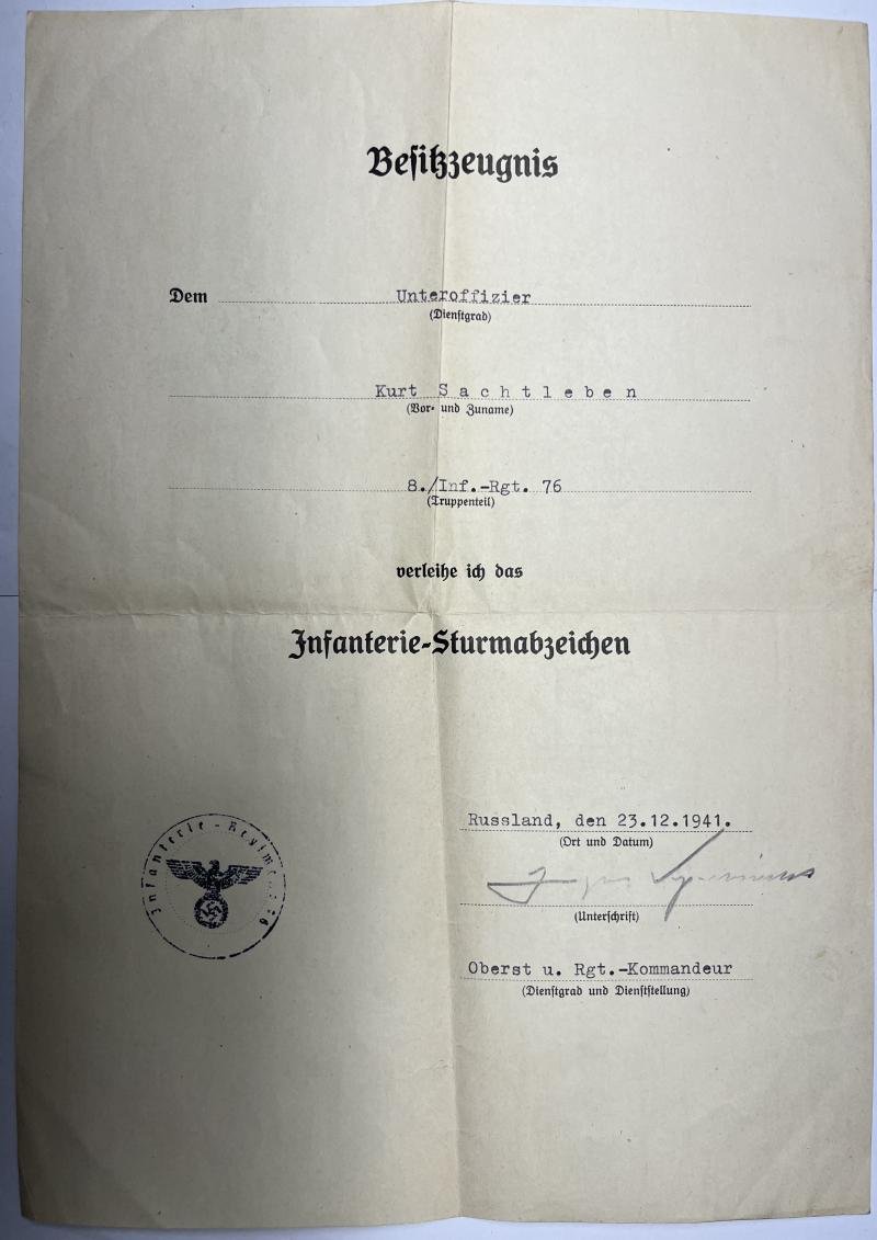 Wehrpass/citation grouping - WH (Heer) - 20.Inf.Div. - Sachtleben — image 2