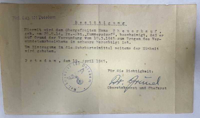 Document set - 'Versuchsplatzes Kummersdorf / 'Pz.Abt.'Kummersdorf ' - Theuerkauf — image 3