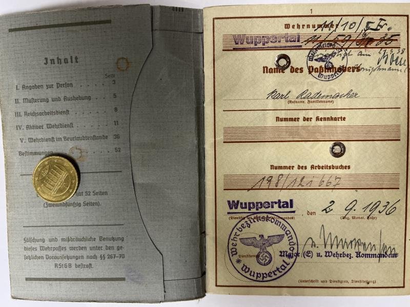 Wehrpass - WH (Heer) - 1.Pz.Div. - Rademacher — image 2