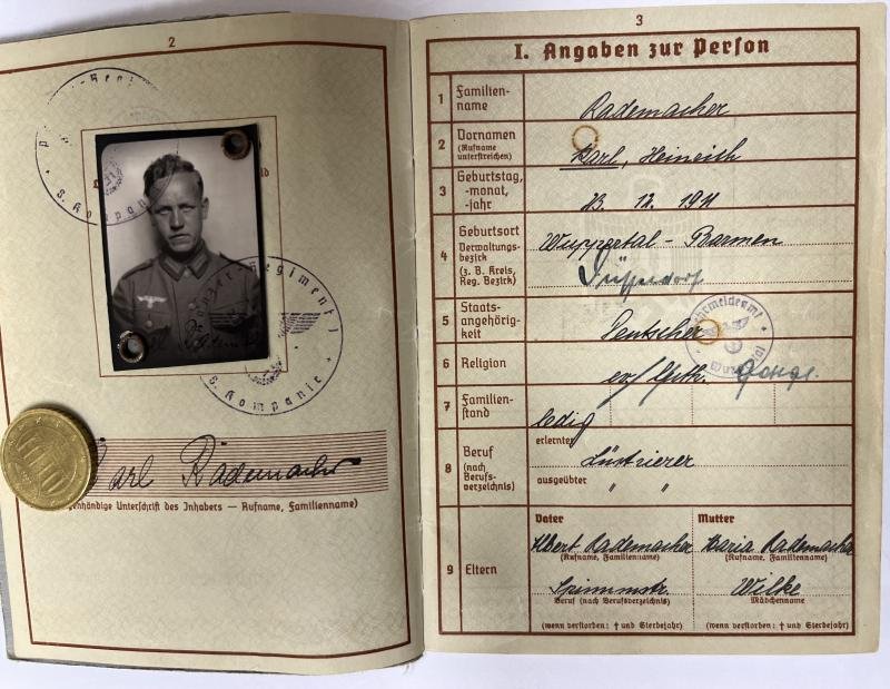 Wehrpass - WH (Heer) - 1.Pz.Div. - Rademacher — image 3