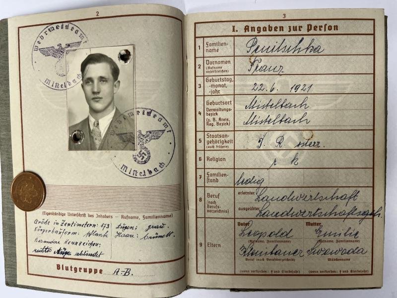 Wehrpass / citation grouping - WH (Heer) -100.Jäger Div. - Penitschka — image 3