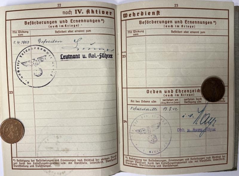 Wehrpass / citation grouping - WH (Heer) -100.Jäger Div. - Penitschka — image 6