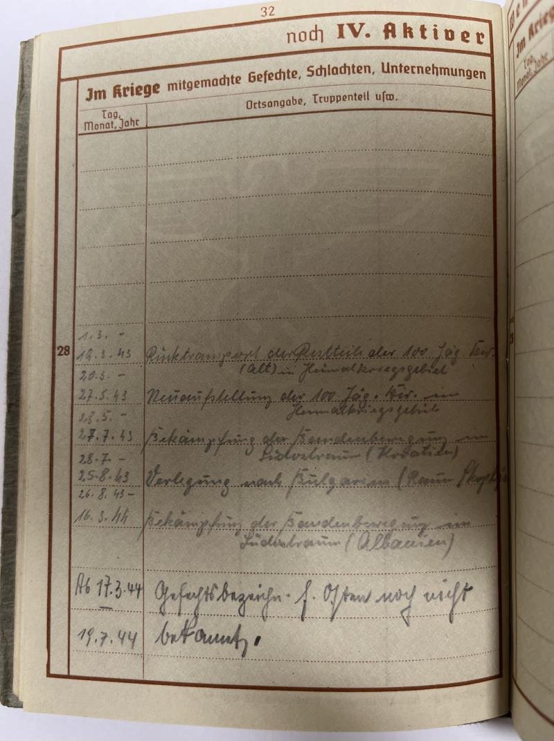 Wehrpass / citation grouping - WH (Heer) -100.Jäger Div. - Penitschka — image 7