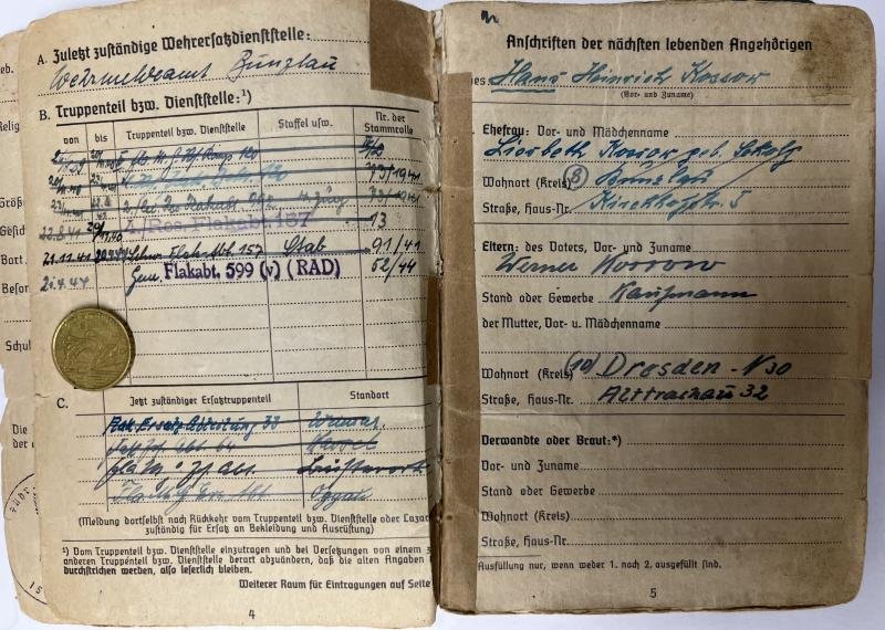 Soldbuch - Luftwaffe - 18.Flak Div. - Kossow — image 4