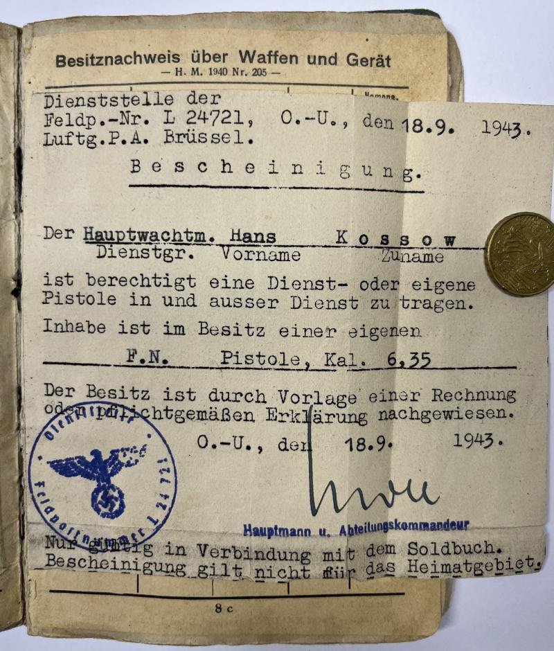 Soldbuch - Luftwaffe - 18.Flak Div. - Kossow — image 5