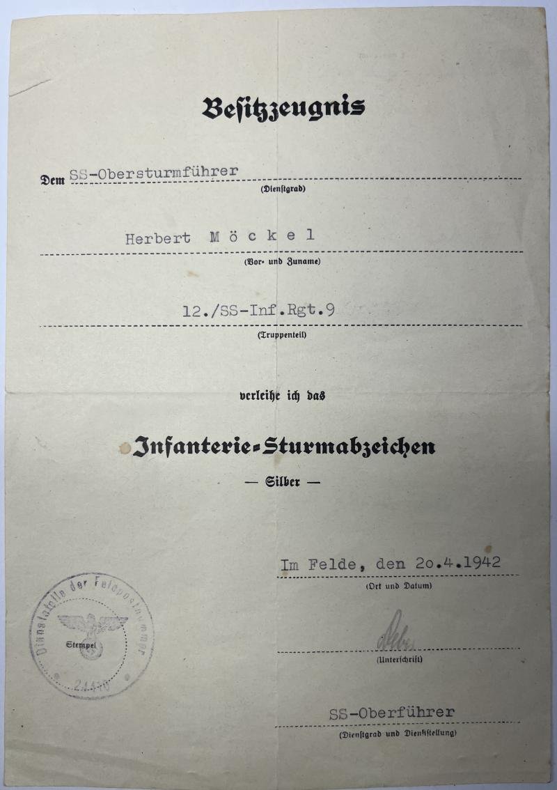 'Waffen-SS' - citation - 6.SS.Geb.Div.'Nord' - Möckel — image 2