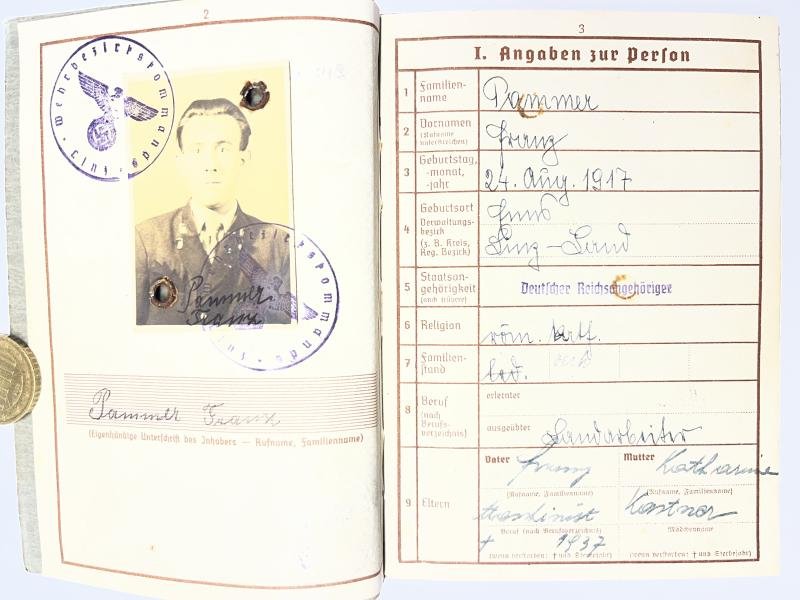 Wehrpass - Luftwaffe - 16.Flak Div. - KIA -Calais - Pammer — image 3