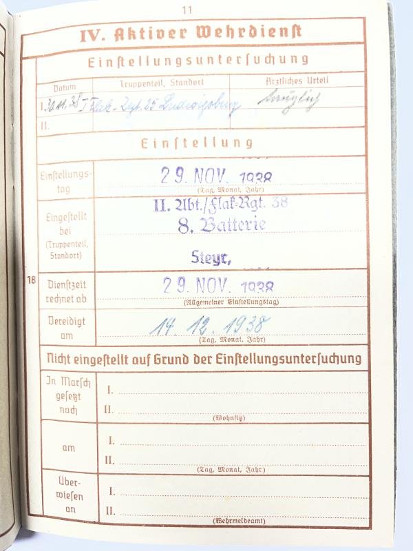 Wehrpass - Luftwaffe - 16.Flak Div. - KIA -Calais - Pammer — image 4