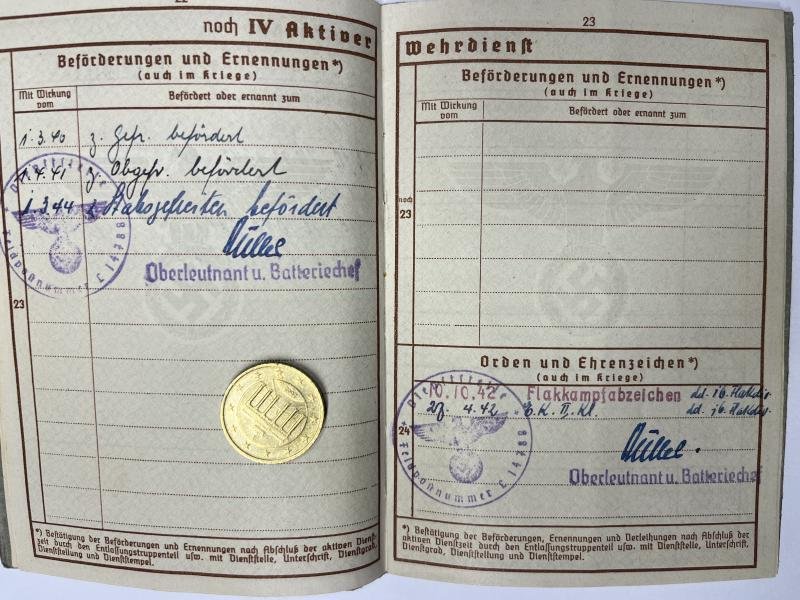 Wehrpass - Luftwaffe - 16.Flak Div. - KIA -Calais - Pammer — image 7