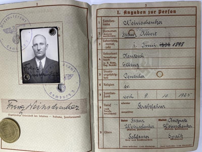 Wehrpass - Luftwaffe - Stabskp.H.Quartier des Oberbefehlhaber der Luftwaffe - Weinschenker — image 3