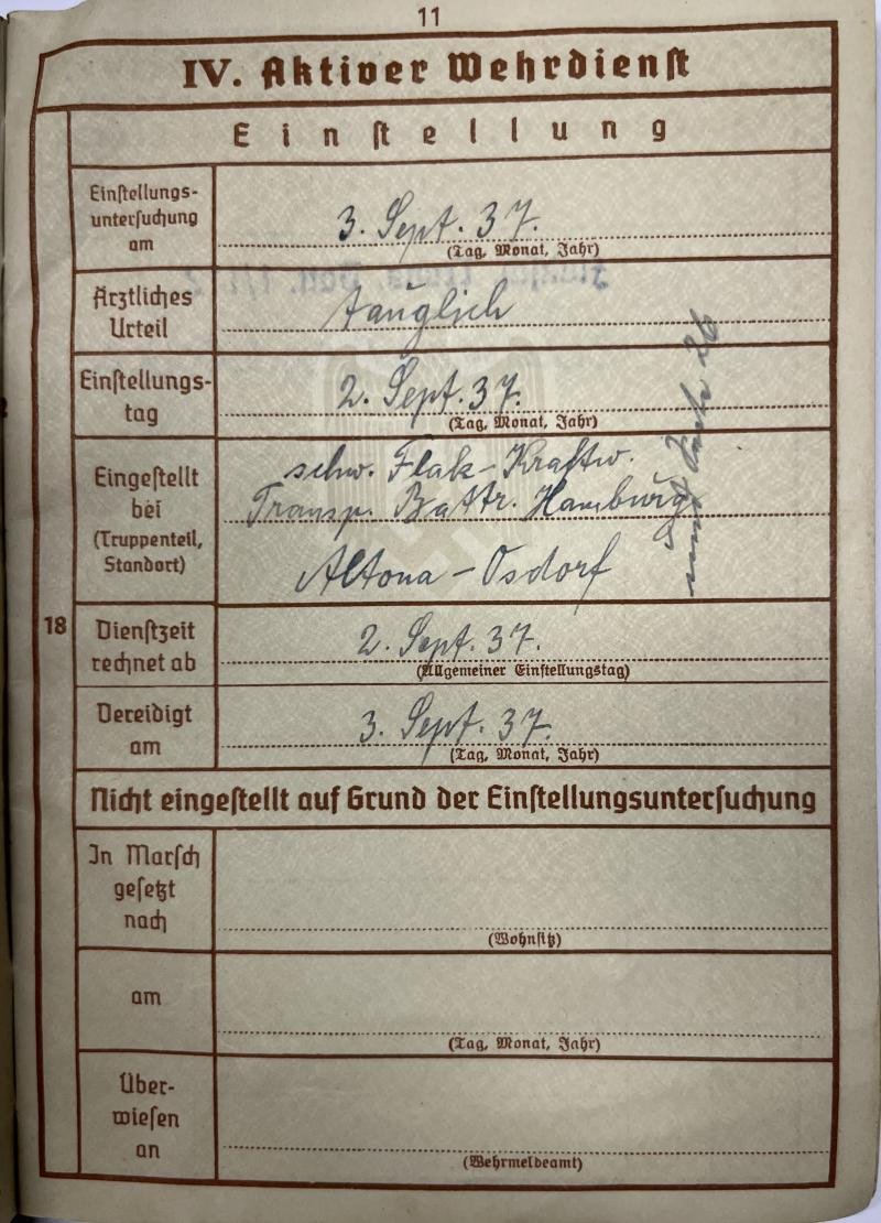 Wehrpass - Luftwaffe - Stabskp.H.Quartier des Oberbefehlhaber der Luftwaffe - Weinschenker — image 4