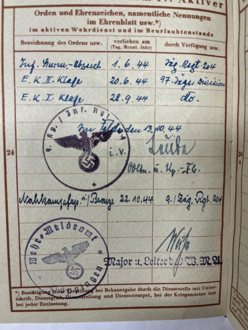 Wehrpass - WH (Heer) - 97.Jäg.Div. - Burger — image 5