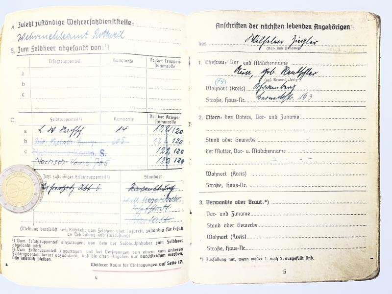 Soldbuch WH (Heer) - Nachschub Btl.505 - Ziegler — image 4