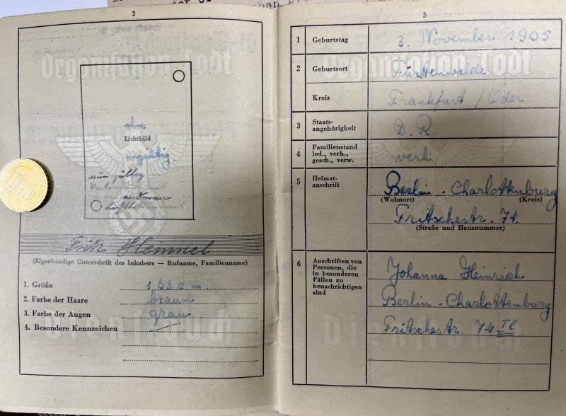 'Organisation Todt' - Dienstbuch - Fritz — image 4