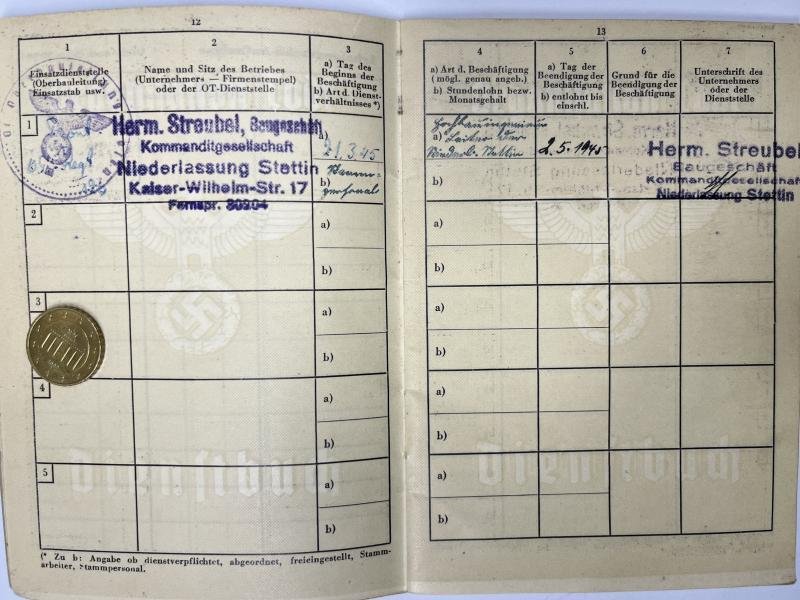 'Organisation Todt' - Dienstbuch - Fritz — image 6