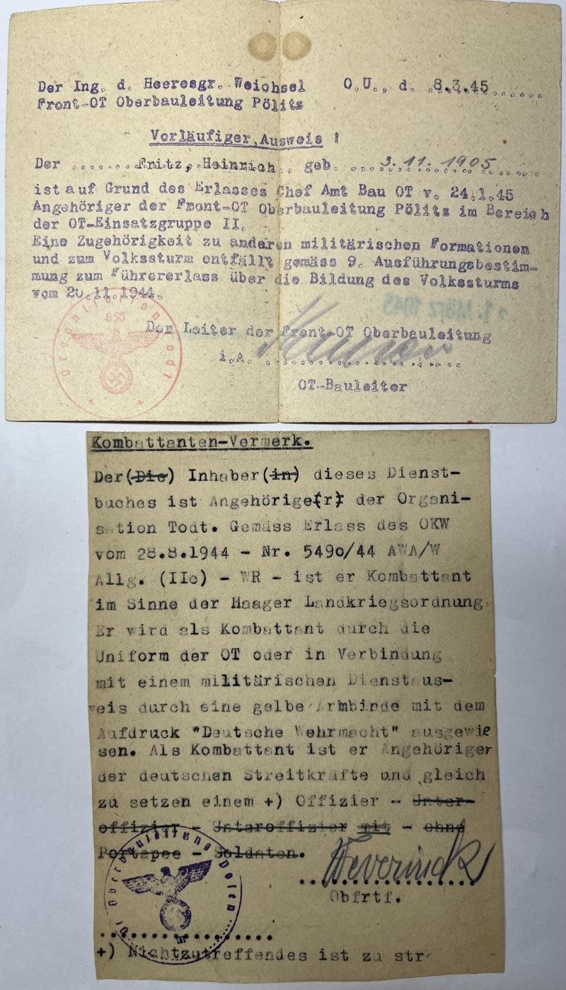 'Organisation Todt' - Dienstbuch - Fritz — image 8