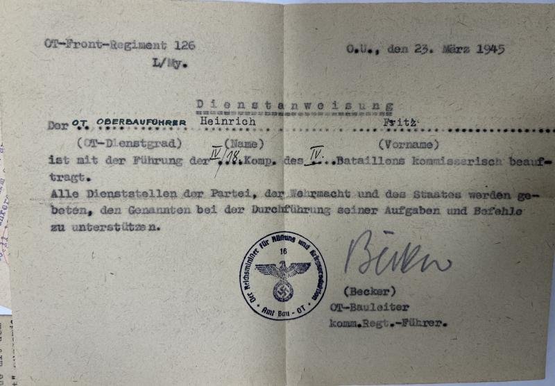 'Organisation Todt' - Dienstbuch - Fritz — image 9