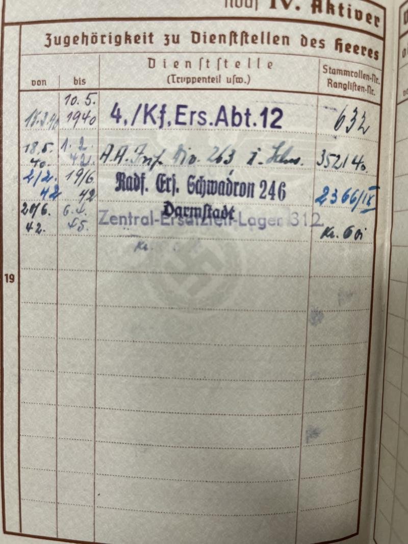 Wehrpass / citations grouping - WH (Heer) - Z.E.L.(Zentral-Ersatzteil-Lager 312 - Fery — image 4