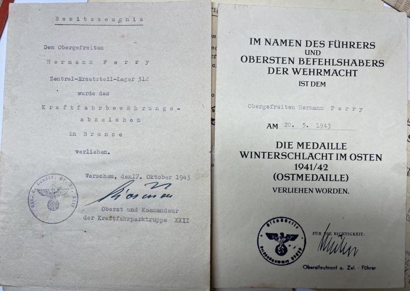 Wehrpass / citations grouping - WH (Heer) - Z.E.L.(Zentral-Ersatzteil-Lager 312 - Fery — image 9