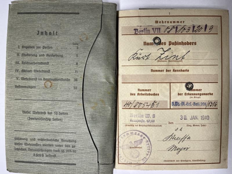 Wehrpass - WH (heer) - 3.Pz.Div. - Zint — image 2