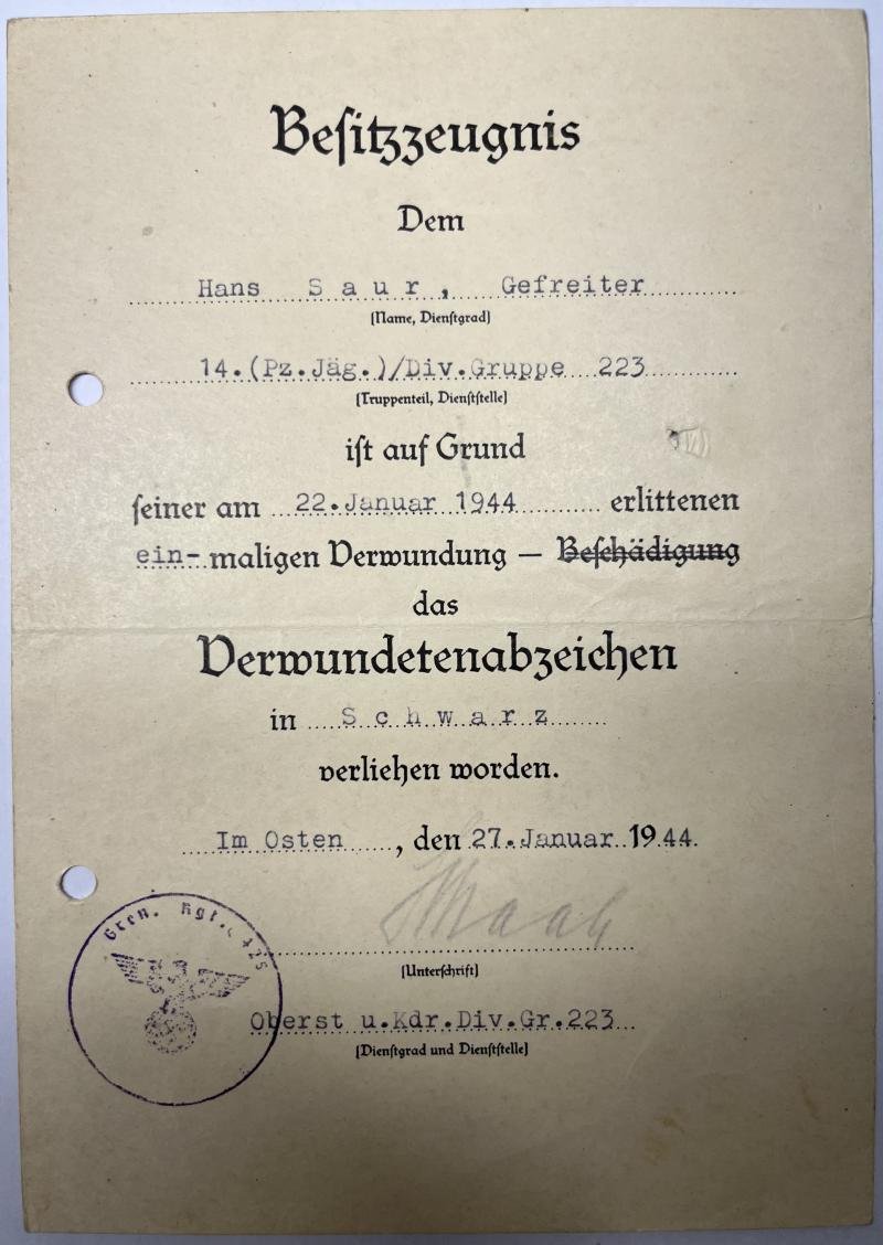 Citation grouping - WH (Heer) - Org.Todt /Div.Gruppe 223 - Saur — image 4