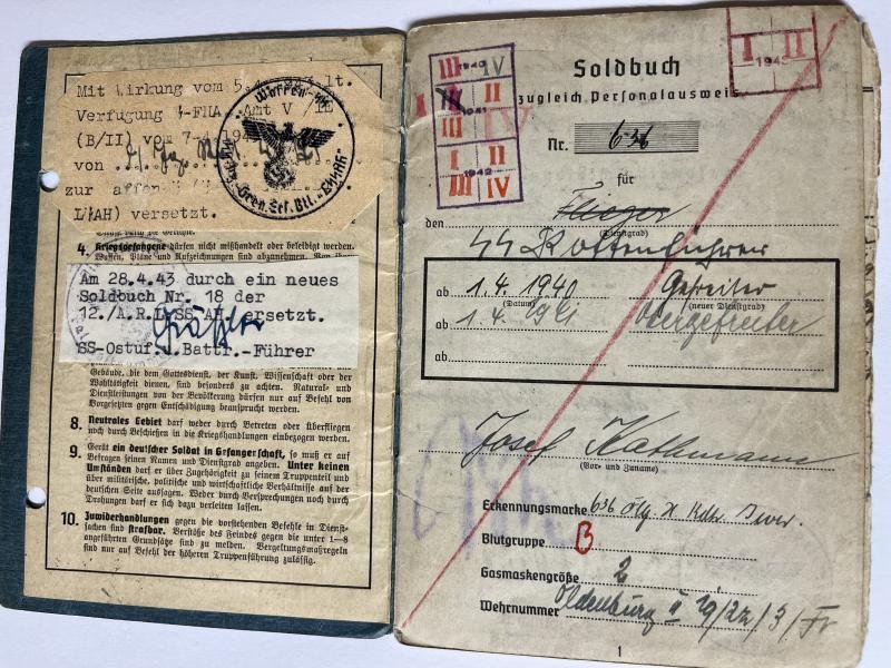 Soldbuch - Luftwaffe /'Waffen-SS'- LSSAH - Kattmann — image 2