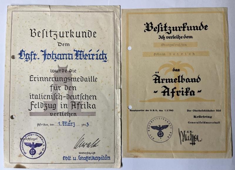 Wehrpass/citation grouping - Luftwaffe - (Pz.) S.G.9 - DAK - Weirich — image 3