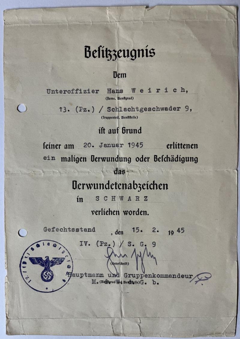 Wehrpass/citation grouping - Luftwaffe - (Pz.) S.G.9 - DAK - Weirich — image 4