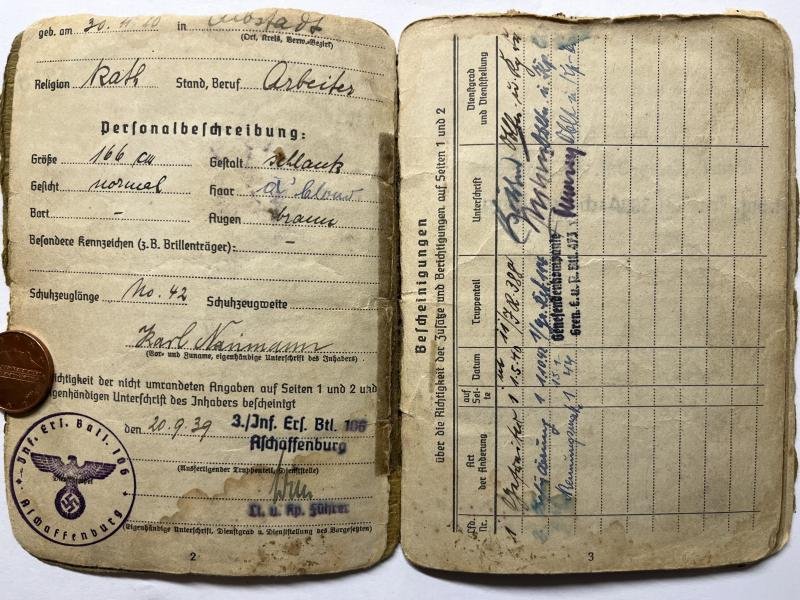 Soldbuch - WH (Heer) - 214.Inf.Div./39.Inf.Div./Landes-Schützen Btl.491 - Naumann — image 3