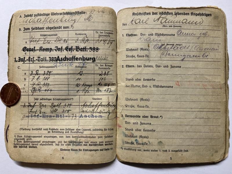 Soldbuch - WH (Heer) - 214.Inf.Div./39.Inf.Div./Landes-Schützen Btl.491 - Naumann — image 4