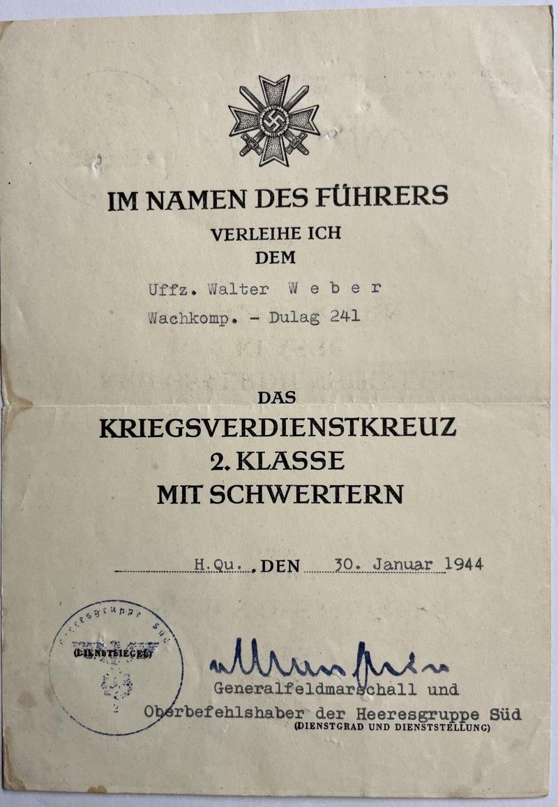 Citation - WH (Heer) - Wachkompanie-Dulag 241 - Weber — image 2