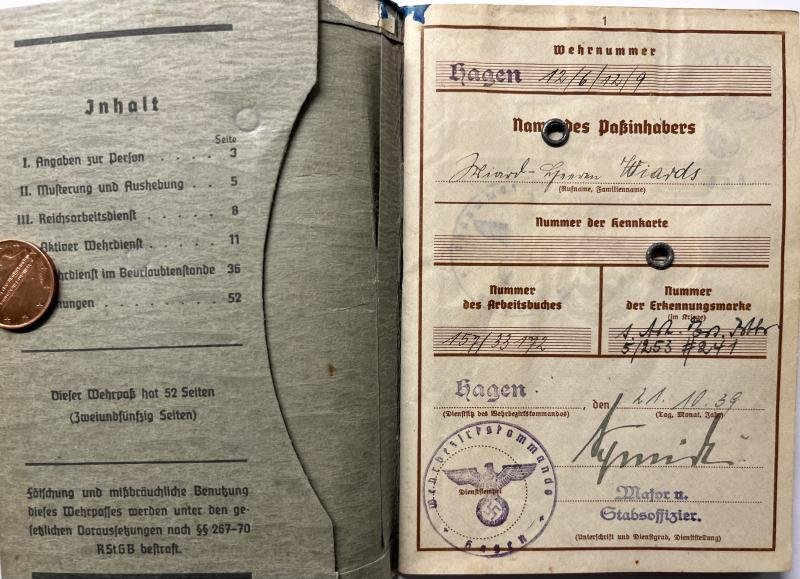 Wehrpass - WH (Heer) - s.Art.Rgt.818/11.Armee - Wiards — image 2