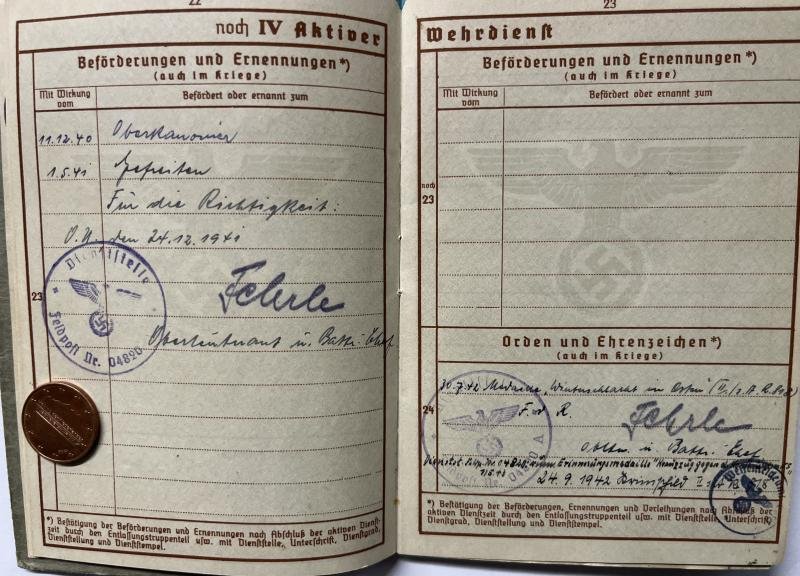 Wehrpass - WH (Heer) - s.Art.Rgt.818/11.Armee - Wiards — image 6