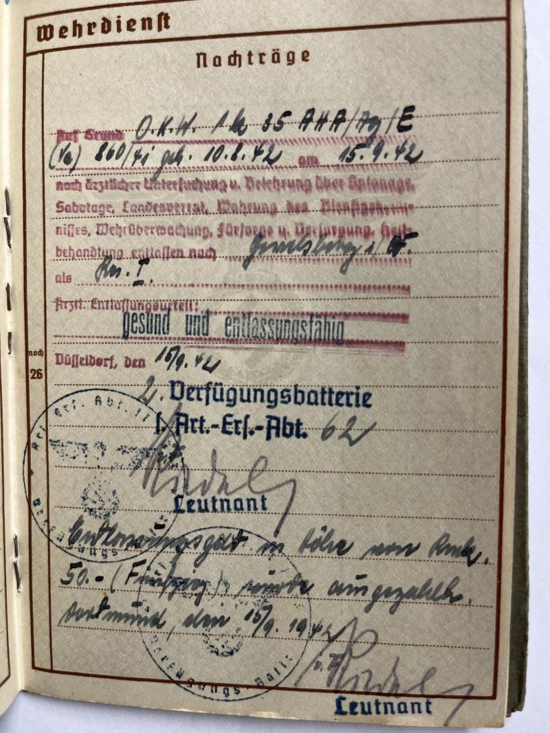 Wehrpass - WH (Heer) - s.Art.Rgt.818/11.Armee - Wiards — image 7