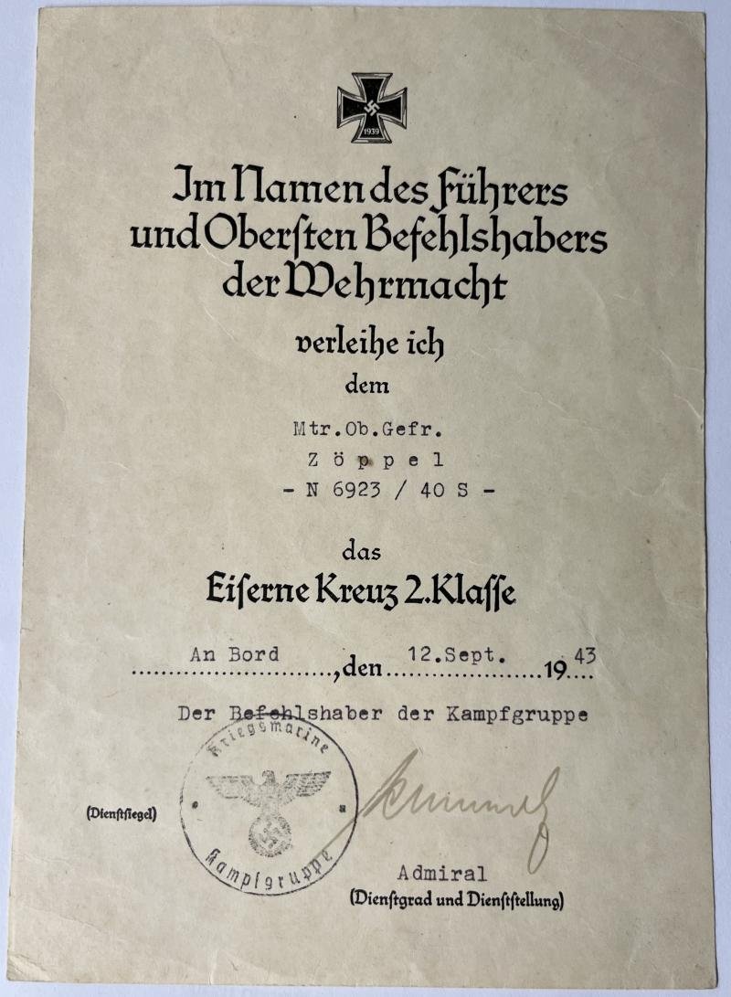 Citation - KM - 'KM Kampfgruppe' - Zöppel — image 2