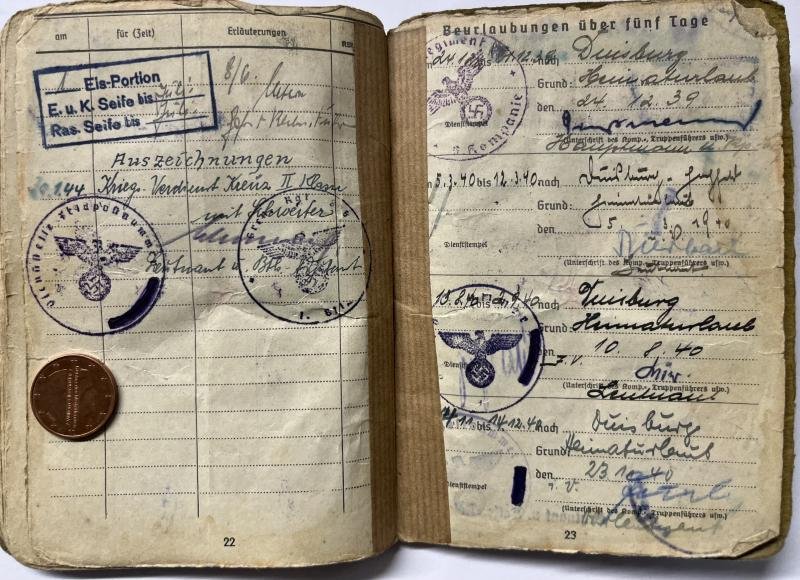 Wehrpass/Soldbuch/citation WH (Heer) - 265.Inf.Div. - St.Nazaire - Hambüch — image 10