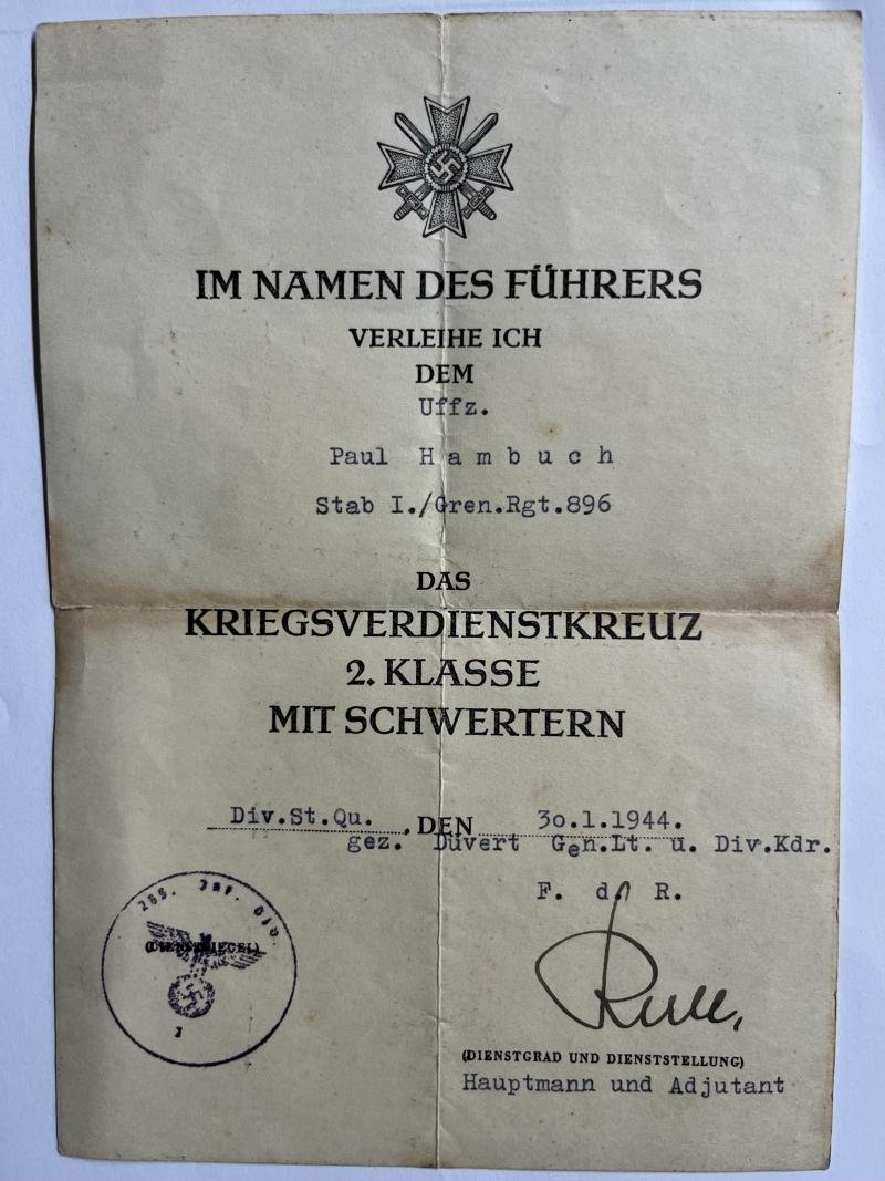 Wehrpass/Soldbuch/citation WH (Heer) - 265.Inf.Div. - St.Nazaire - Hambüch — image 6