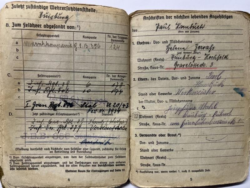 Wehrpass/Soldbuch/citation WH (Heer) - 265.Inf.Div. - St.Nazaire - Hambüch — image 8