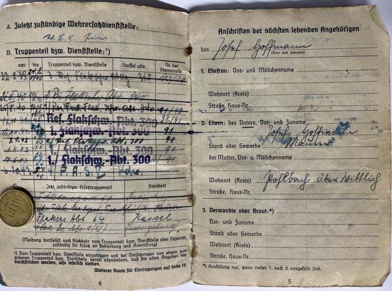 Soldbuch - Luftwaffe - 16.Flak Div. - Hoffmann — image 4