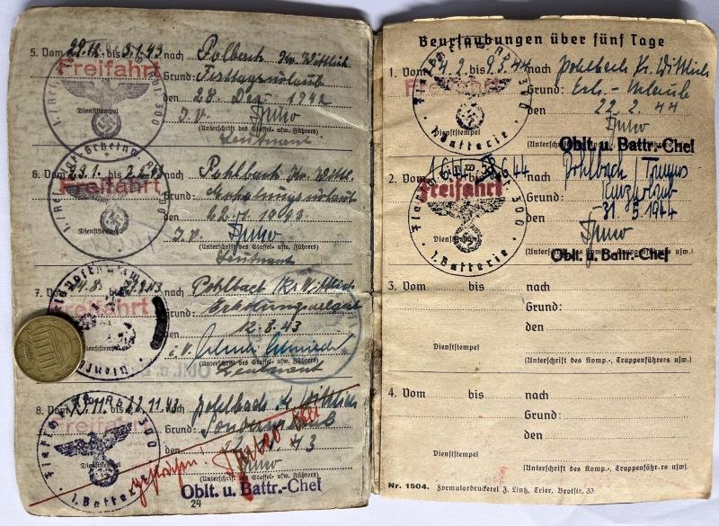 Soldbuch - Luftwaffe - 16.Flak Div. - Hoffmann — image 9