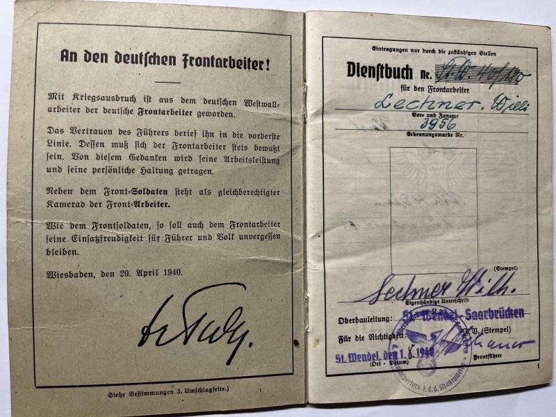 'Dienstbuch' - 'Organisation Todt' grouping - Lechner — image 3