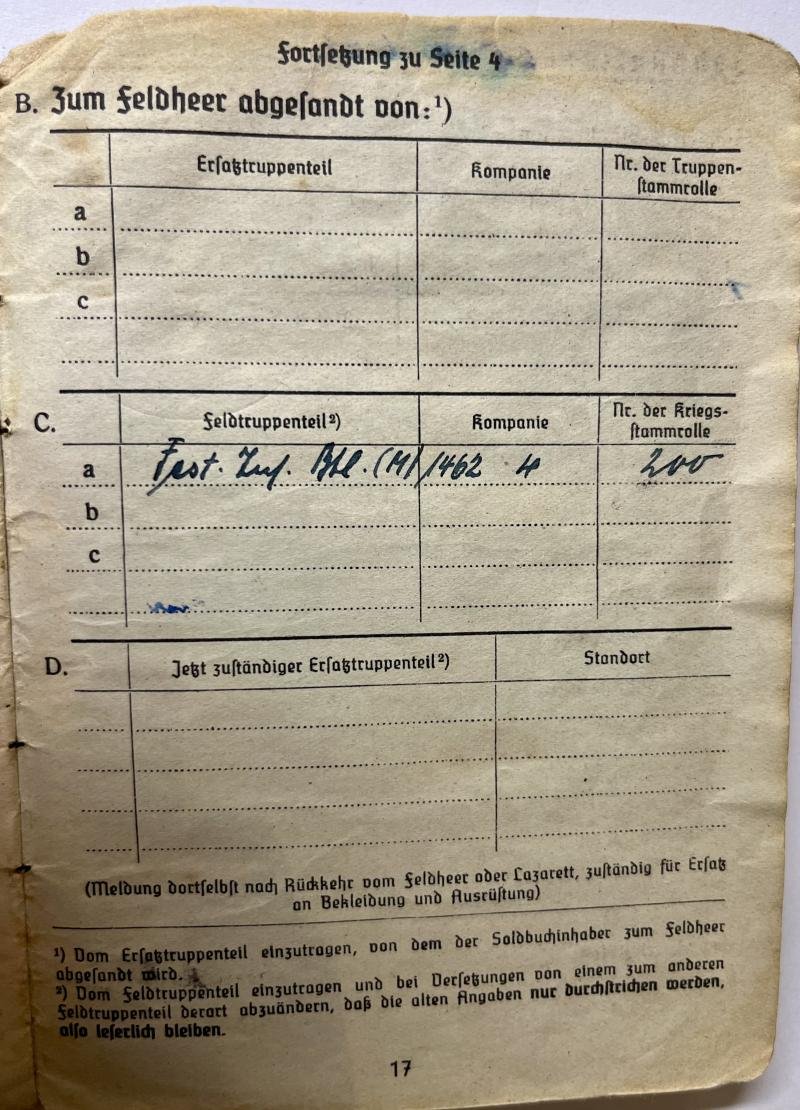 Soldbuch - WH (Heer) - Fest.Inf.Btl.1462 - Vogt — image 8