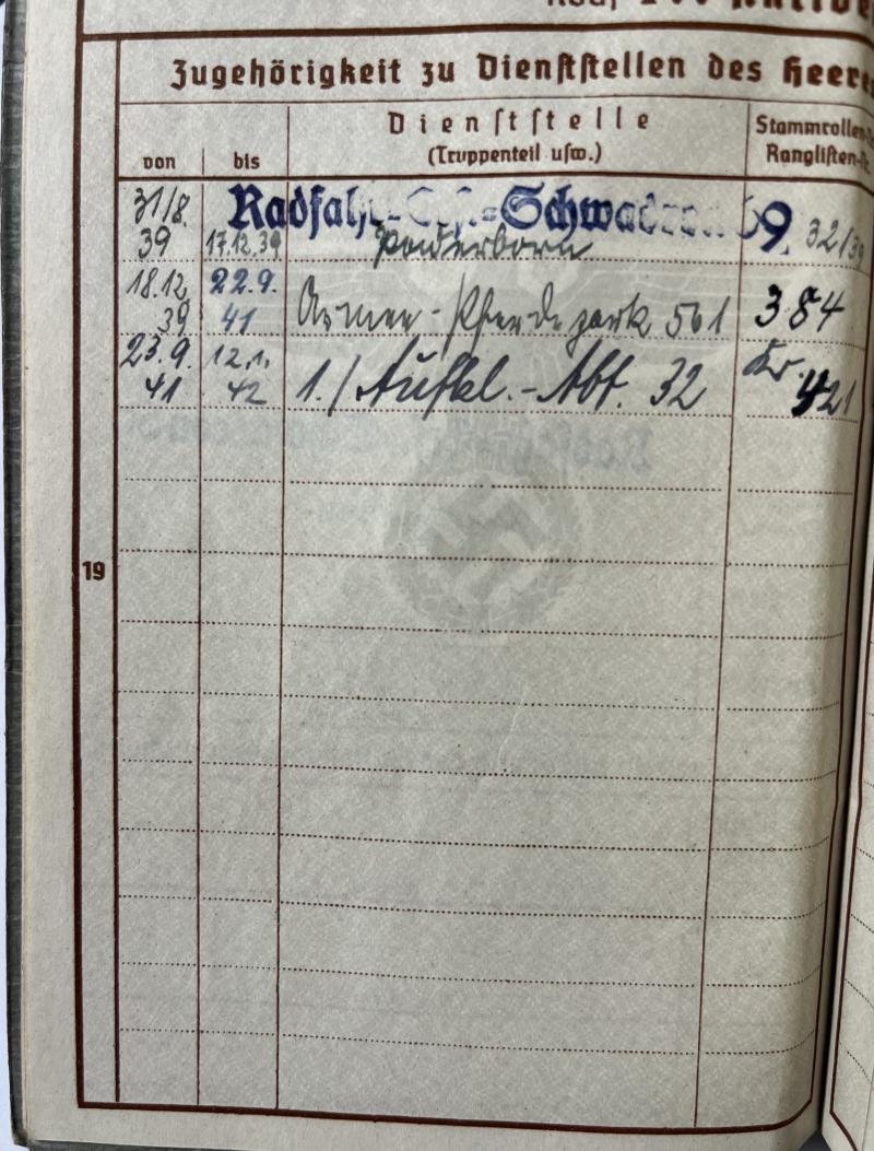 Wehrpass - WH (Heer) - 32.Inf.Div. - Bartsch — image 5