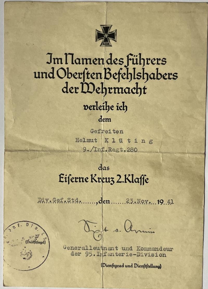 Citation - WH (Heer) - 95.Inf.Div. - Klüting — image 2