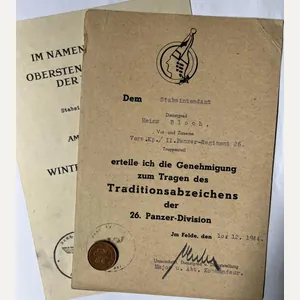 Citation set - WH (Heer) - 26.Pz.Div. - Italy - …