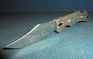 David Yellowhorse Sacred Buffalo Folding Knife S/n 02728