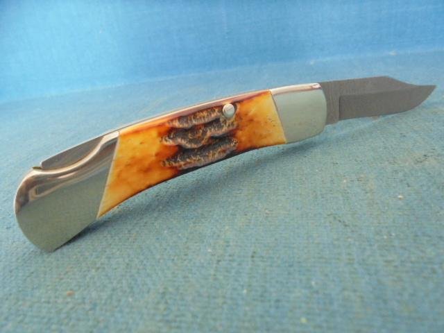 Bear & Son Damascus Folding Knife S/n 03037 — image 4