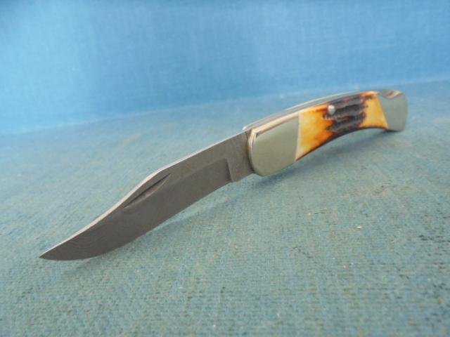 Bear & Son Damascus Folding Knife S/n 03037 — image 5